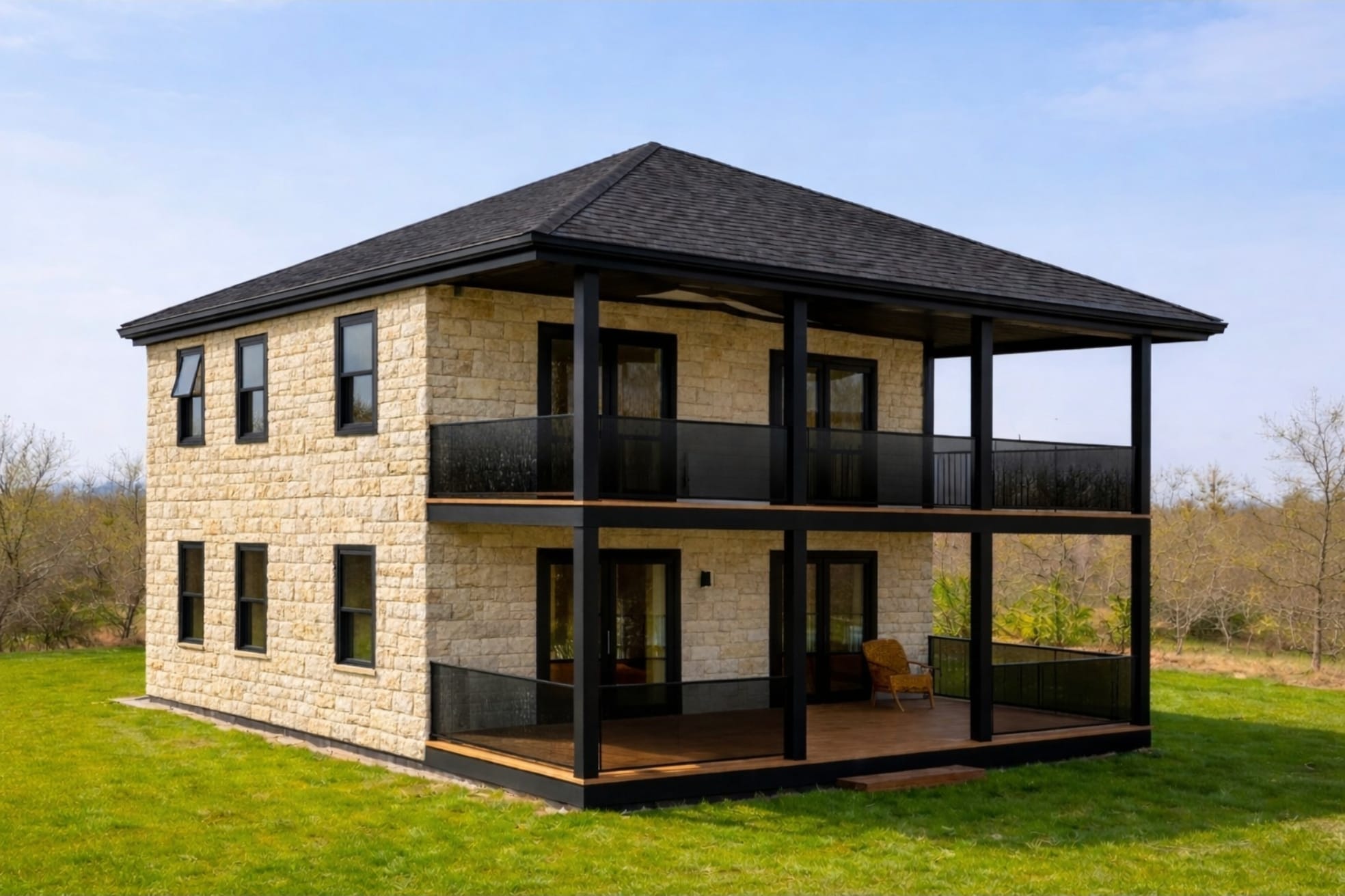 מבנה אבן דו קומתי - לבן