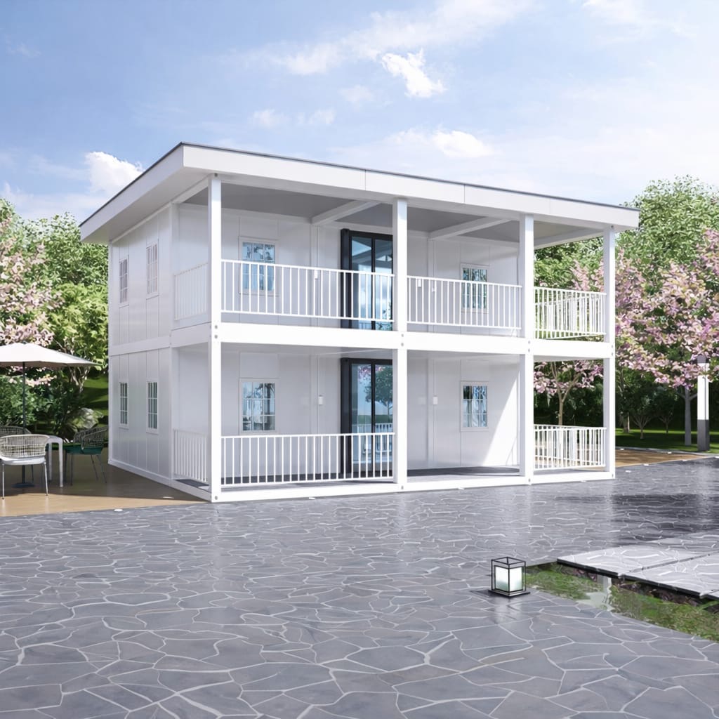 מבנה לבן מודרני בשתי קומות - דגם 4