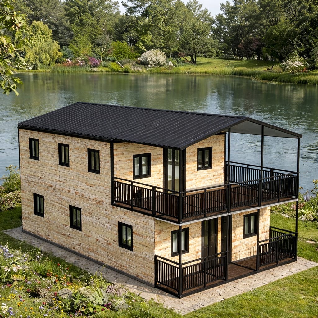 מבנה לבן מודרני בשתי קומות - דגם 5