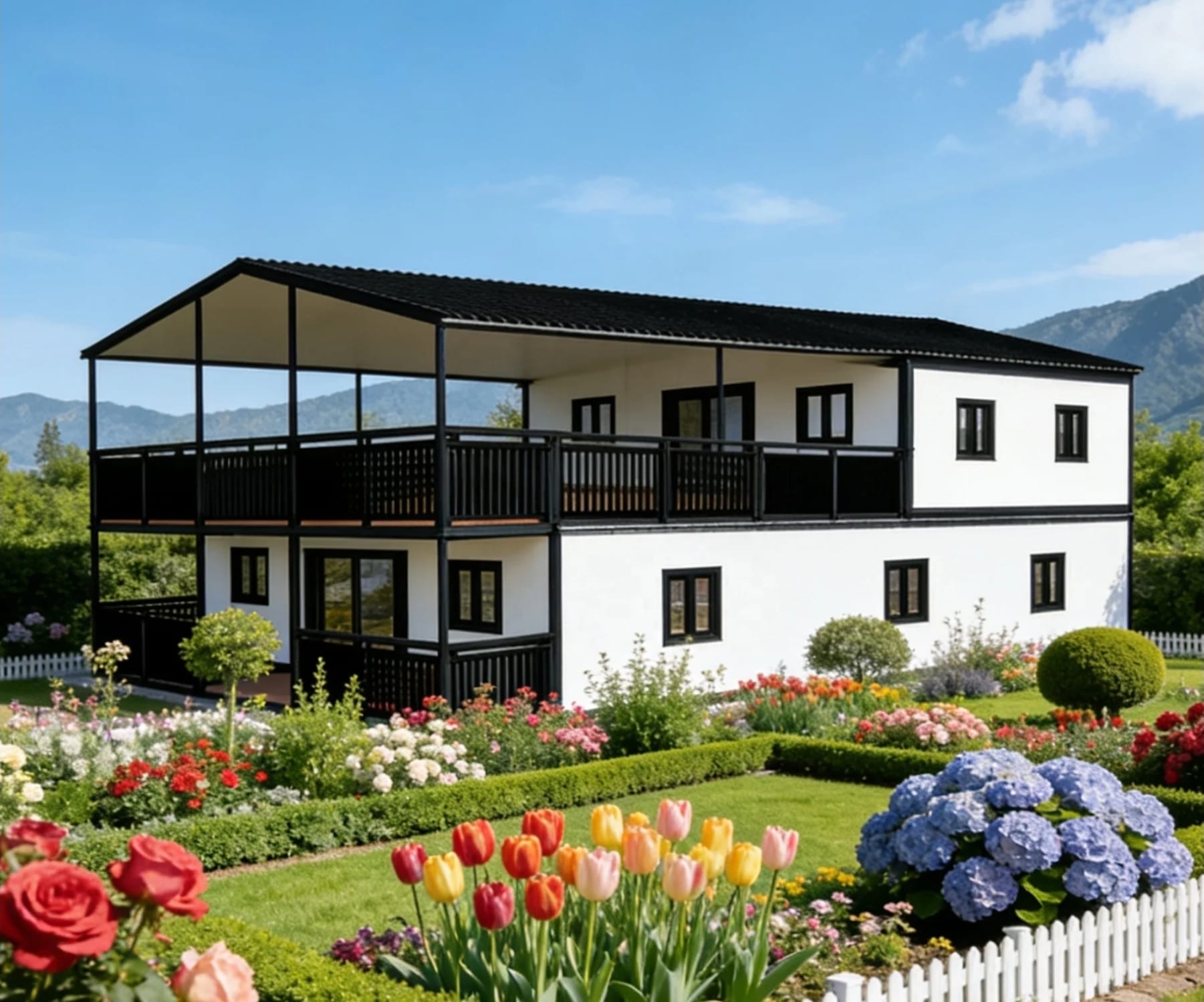 מבנה לבן מודרני בשתי קומות - דגם 6